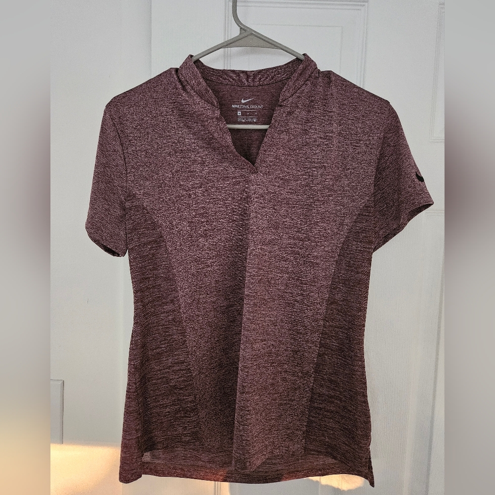 Nike Mauve Zonal Cooling V-Neck Polo T-Shirt, Size M